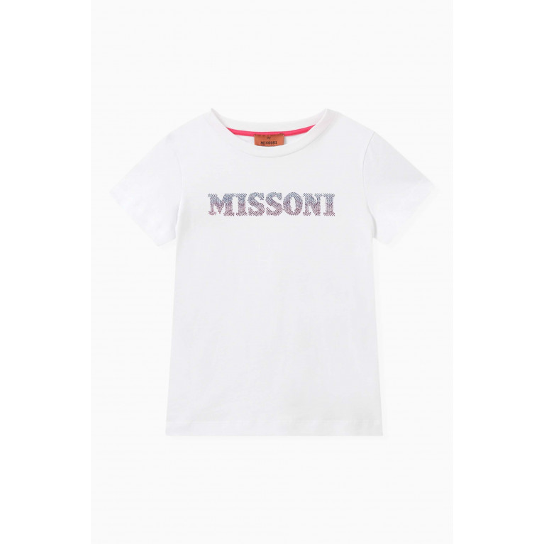 Missoni - Crystals Embellished Logo Logo T-shirt in Cotton
