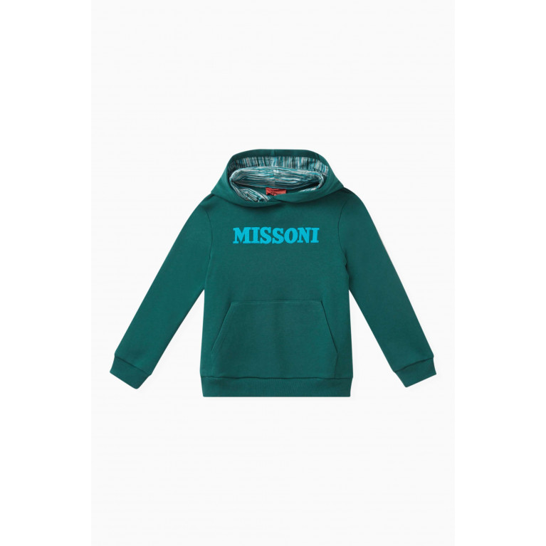 Missoni - Logo-embroidered Hoodie in Cotton Green