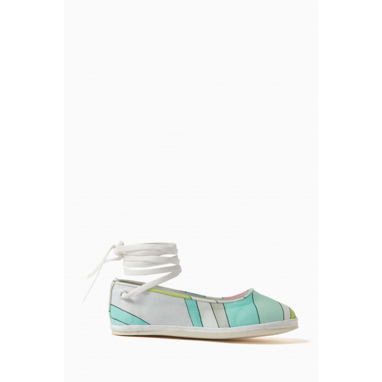 Emilio Pucci - Abstract Print Ballerina Flats in Canvas Blue