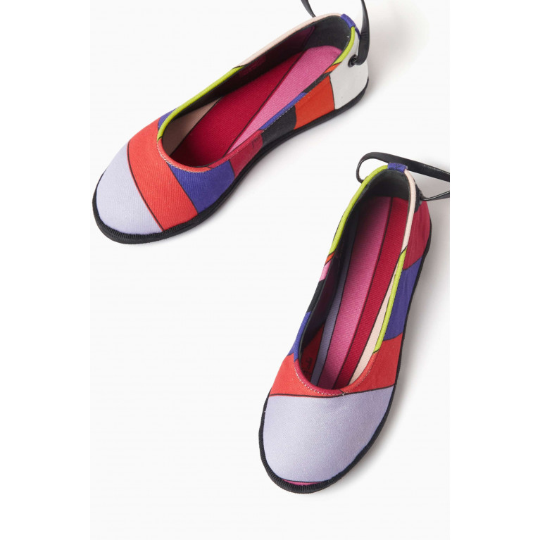 Emilio Pucci - Abstract Print Ballerina Flats in Canvas Multicolour