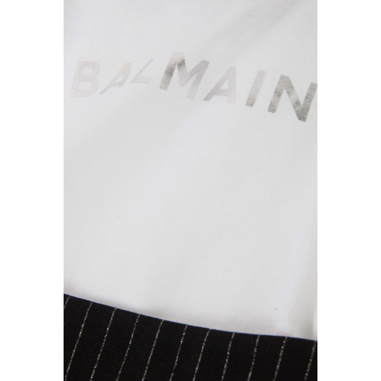 Balmain - Colour-block Logo-print Dress in Viscose Blend