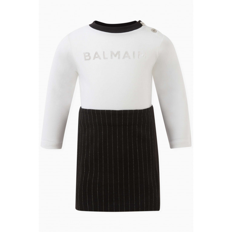 Balmain - Colour-block Logo-print Dress in Viscose Blend