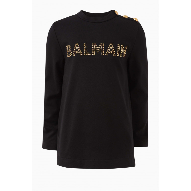 Balmain - Logo Embellished Dress in Viscose Blend