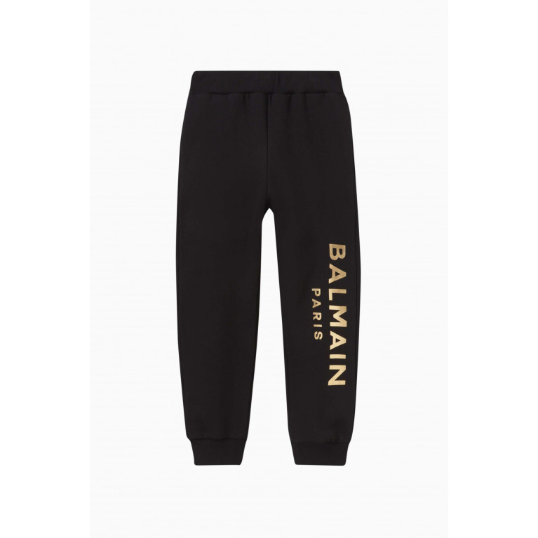 Balmain - Gold-tone Logo Sweatpants in Cotton
