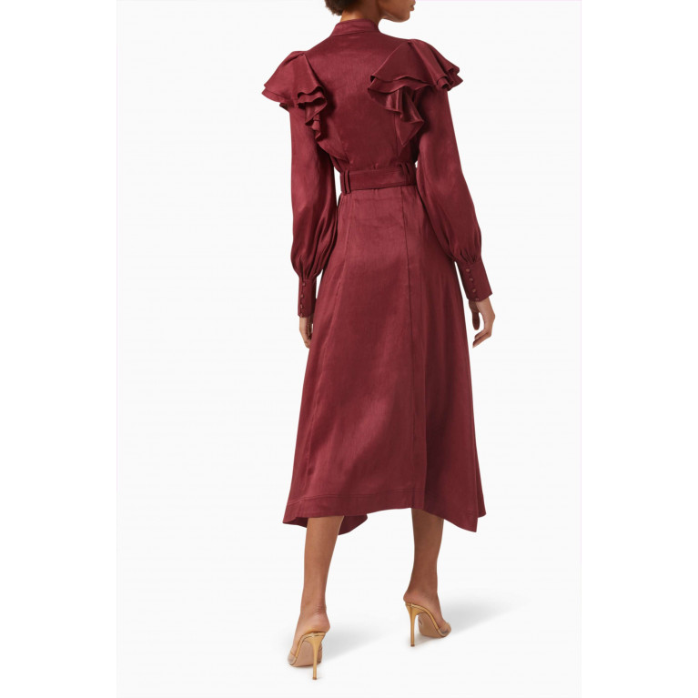 Aje - Isabella Belted Midi Dress in Linen
