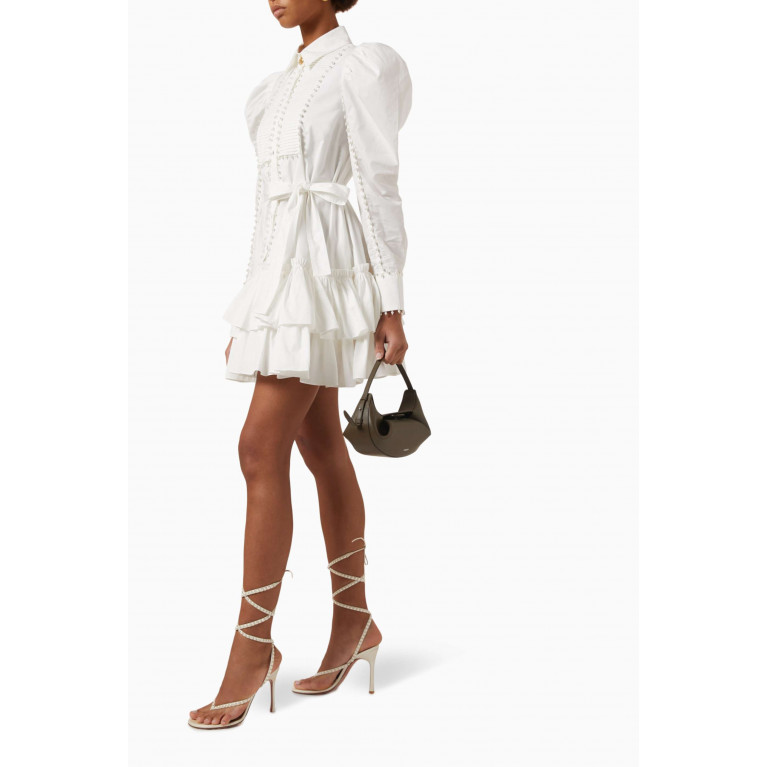 Aje - Florence Pearl Trim Mini Dress in Cotton