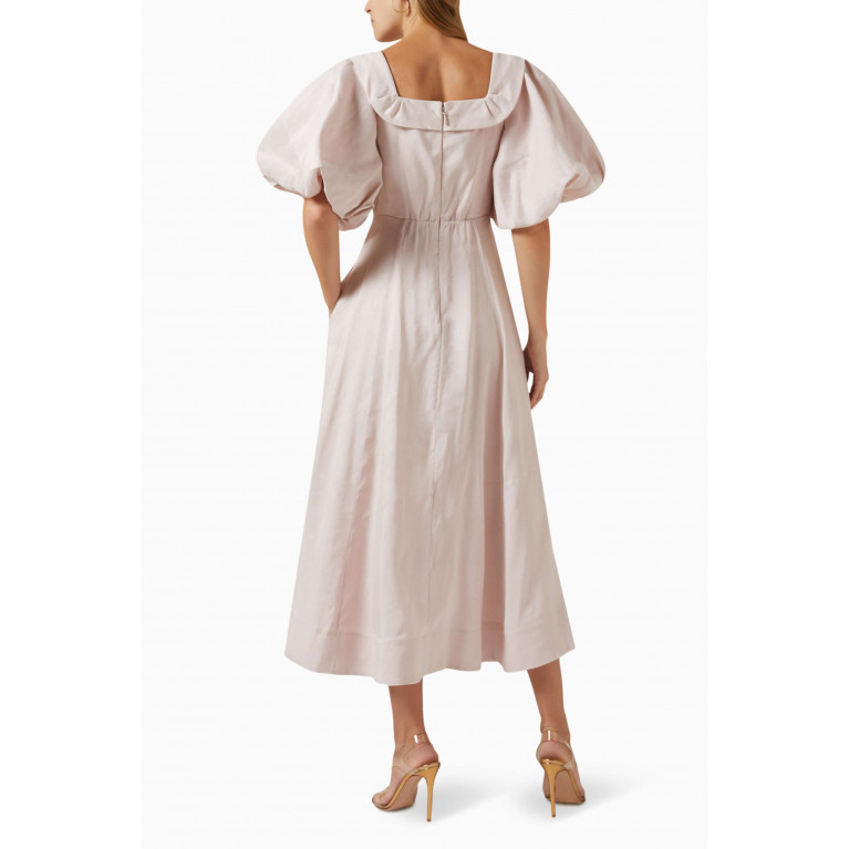 Aje - Jessica Frill Midi Dress in Linen-blend