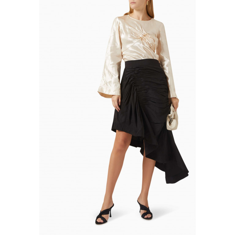 Aje - Memoir Asymmetric Midi Skirt in Linen-blend