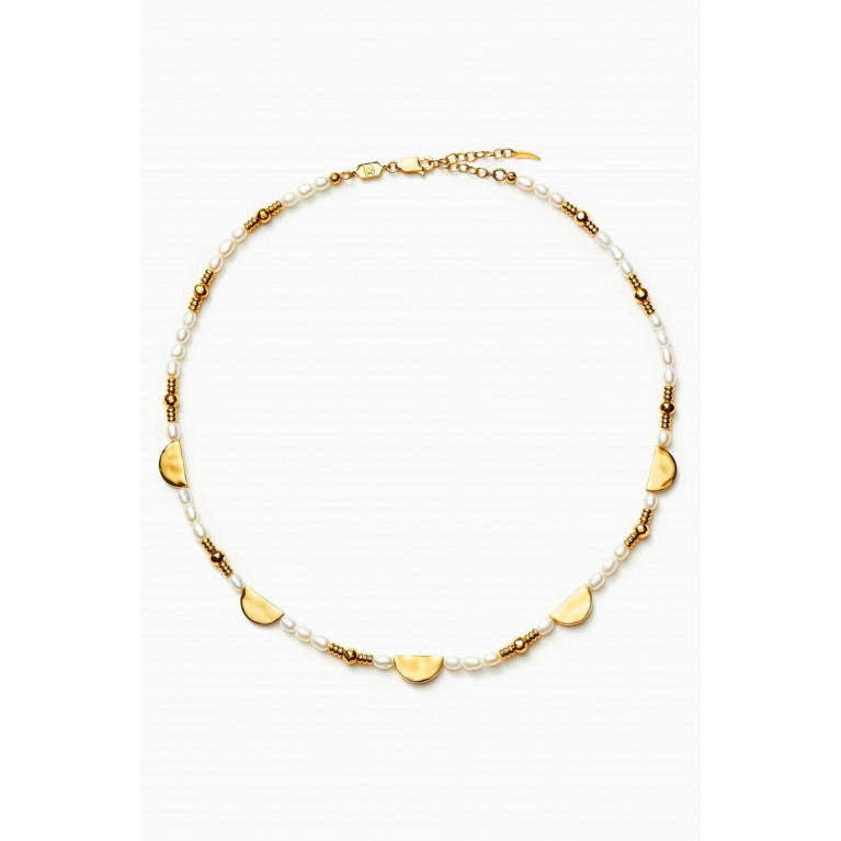 Missoma - Zenyu Pearl Beaded Charm Choker in 18kt Recycled Gold-plated Brass