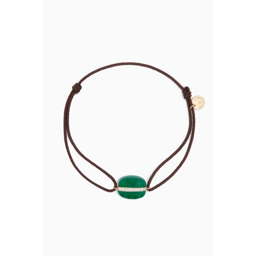 Morganne Bello - Aurore Cushion Green Agate & Diamond Cord Bracelet in 18kt Gold
