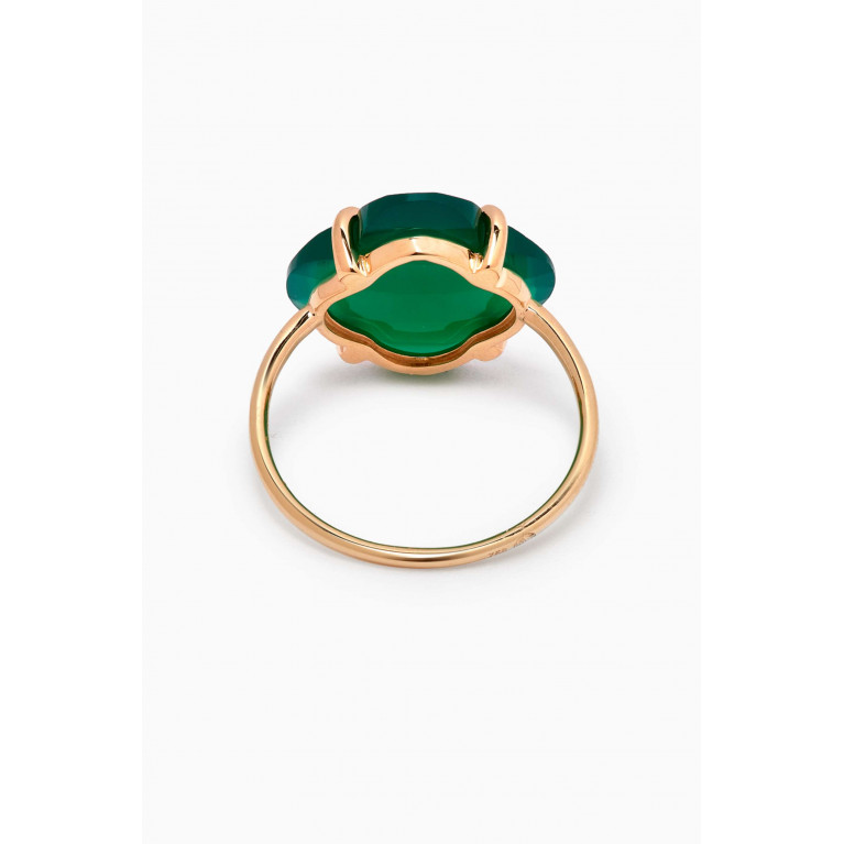 Morganne Bello - Victoria Clover Green Agate Ring in 18kt Gold