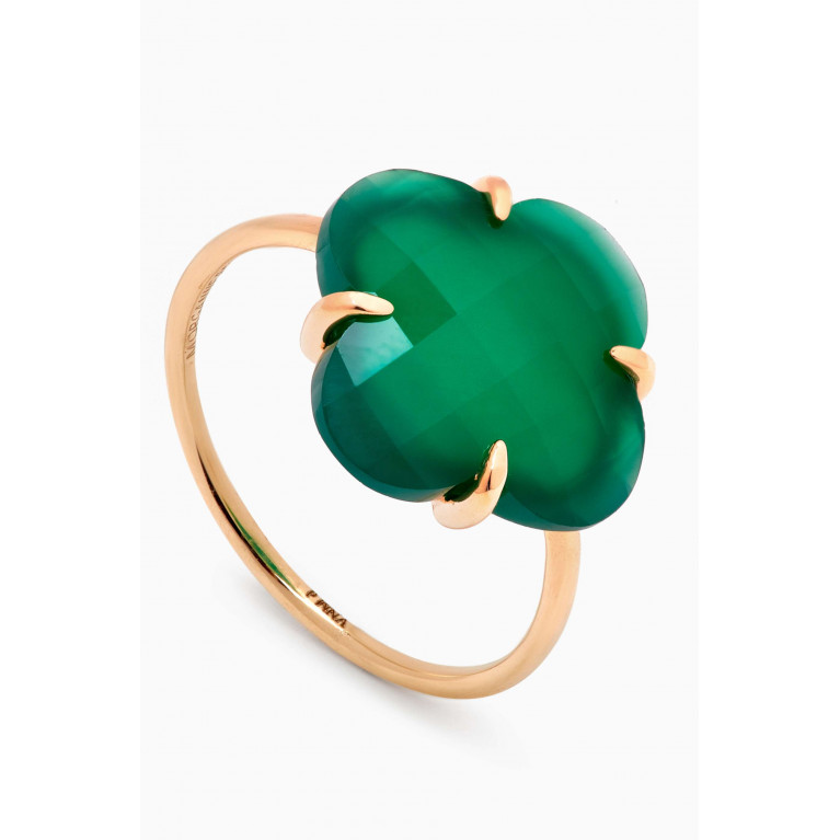 Morganne Bello - Victoria Clover Green Agate Ring in 18kt Gold