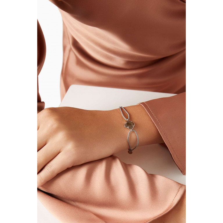 Morganne Bello - Victoria Clover Labradorite Cord Bracelet in 18kt White Gold