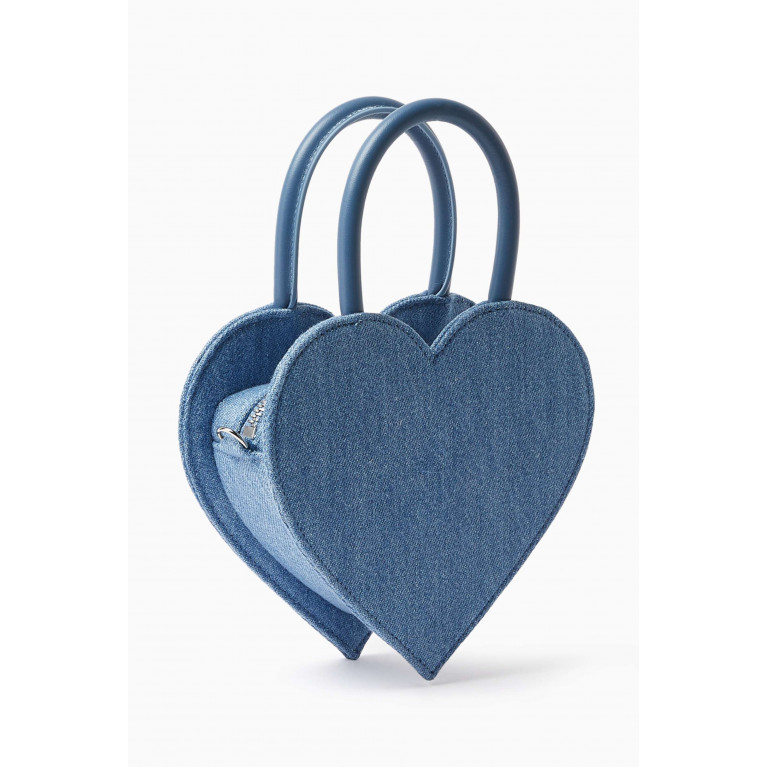 Mach&Mach - Mini Heart Top Handle Bag in Denim
