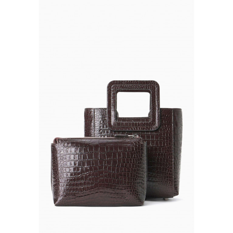 Staud - Mini Shirley Bag in Croc-embossed Leather
