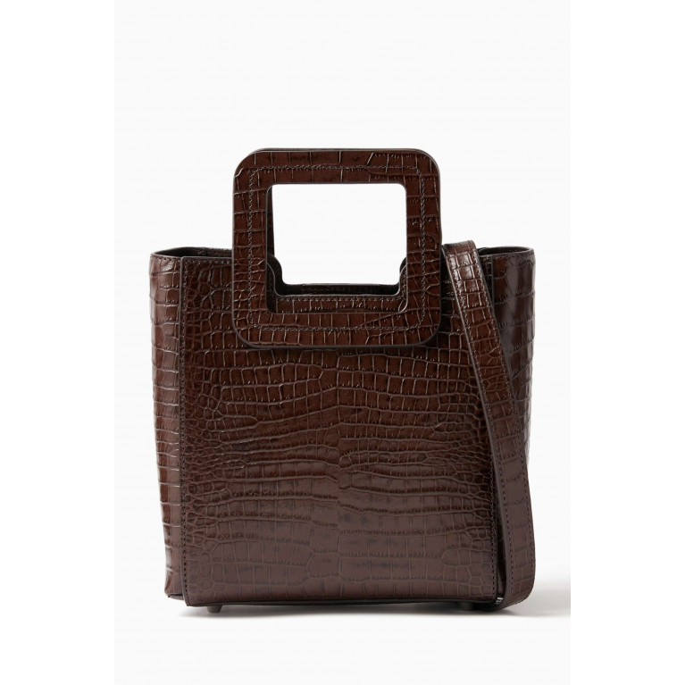 Staud - Mini Shirley Bag in Croc-embossed Leather