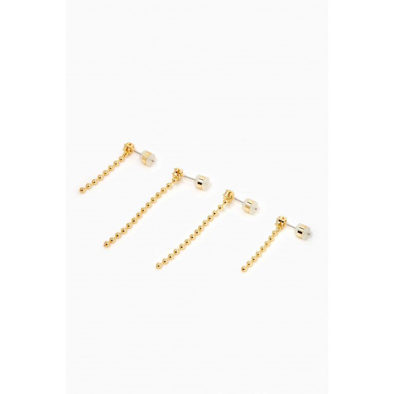 Luv Aj - Ball Chain Drop Earring Set in Gold-plated Brass