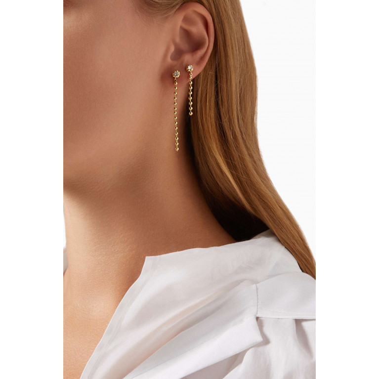 Luv Aj - Ball Chain Drop Earring Set in Gold-plated Brass