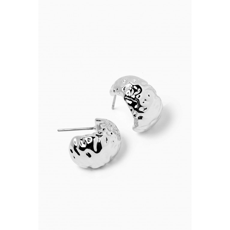 Luv Aj - Mini Molten Hoop Earrings in Silver-plated Brass