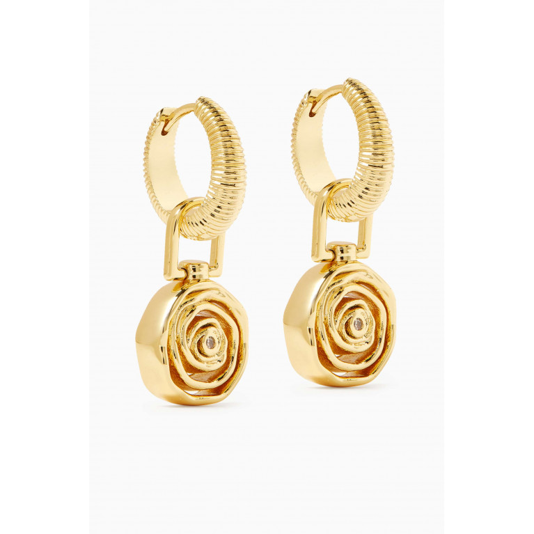 Luv Aj - Rosette Coil Charm Hoop Earrings in Gold-plated Brass