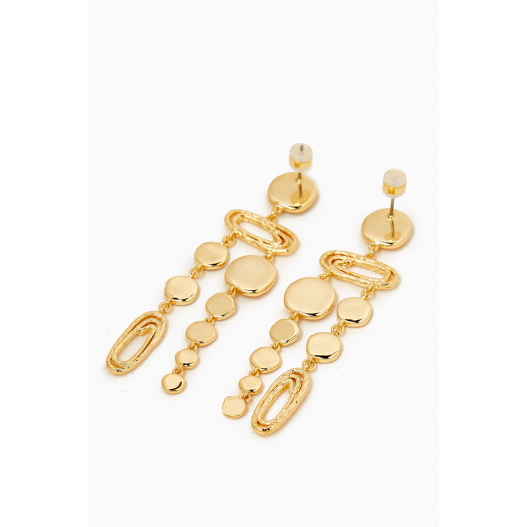 Luv Aj - Molten Disc Statement Drop Earrings in Gold-plated Brass