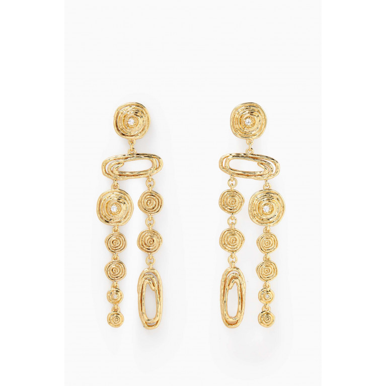 Luv Aj - Molten Disc Statement Drop Earrings in Gold-plated Brass