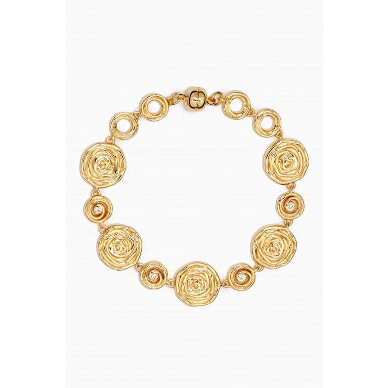 Luv Aj - Rosette Coil Link Bracelet in Gold-plated Brass