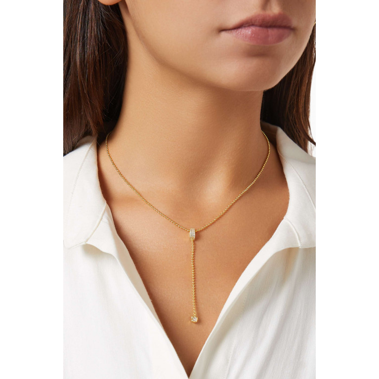 Luv Aj - Ball Chain Lariat Necklace in Gold-plated Brass