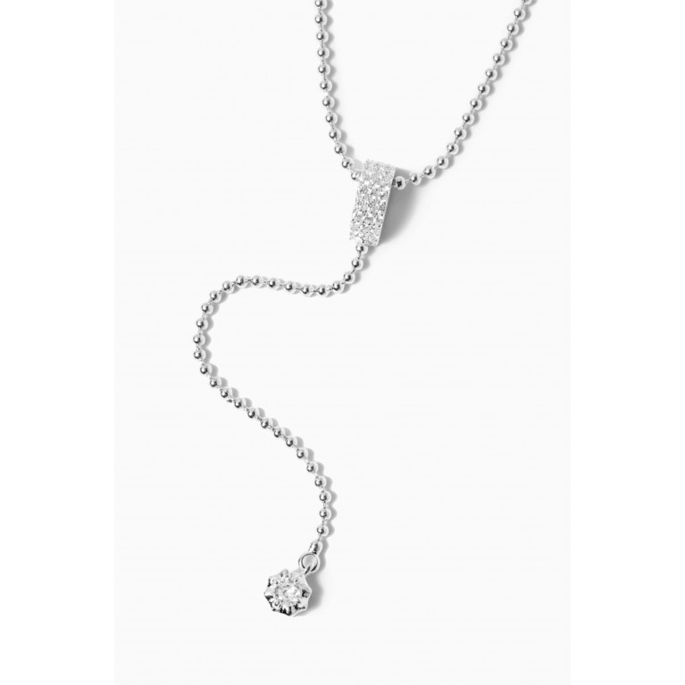 Luv Aj - Ball Chain Lariat Necklace in Silver-plated Brass
