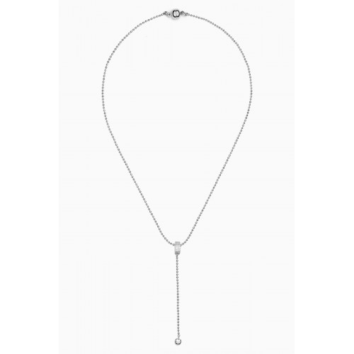 Luv Aj - Ball Chain Lariat Necklace in Silver-plated Brass
