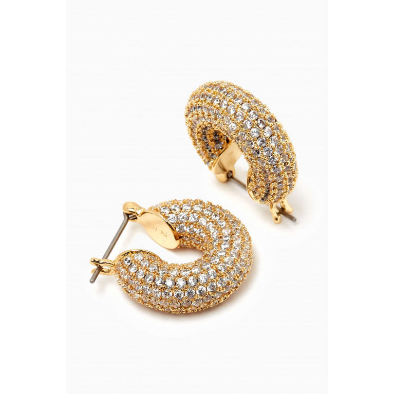 Luv Aj - Pave Mini Donut Hoop Earrings in Gold-plated Brass