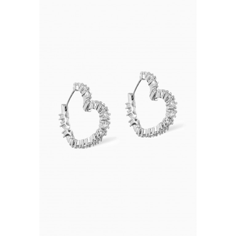 Luv Aj - Diamond Heart Bijoux Hoop Earrings in Silver-plated Brass