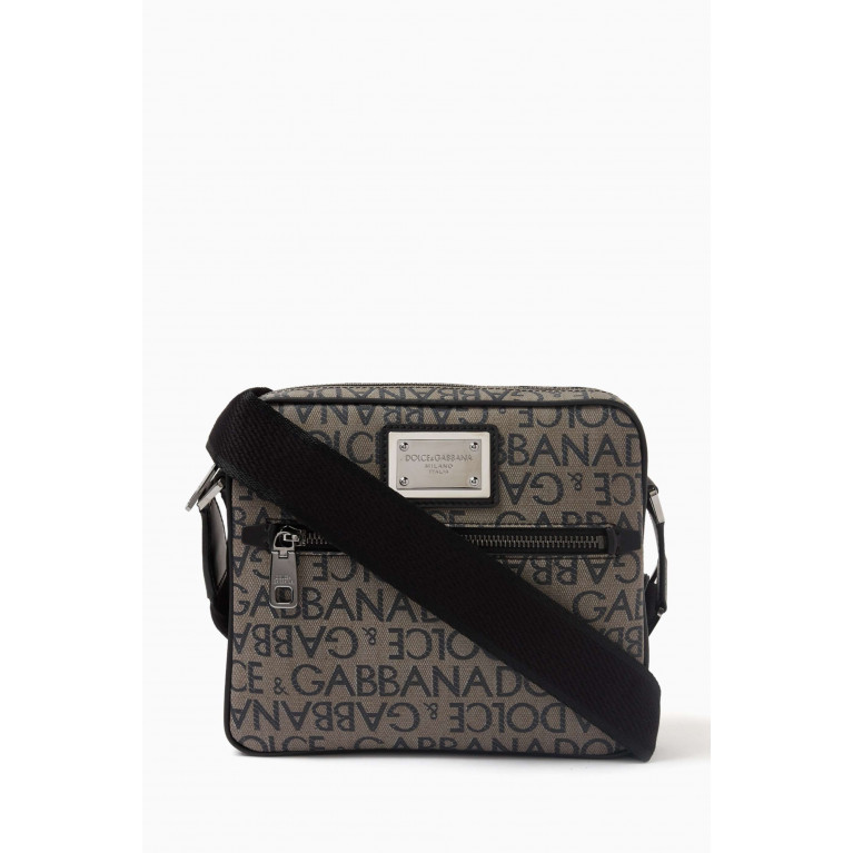 Dolce & Gabbana - DG Logo Crossbody Bag in Jacquard Brown