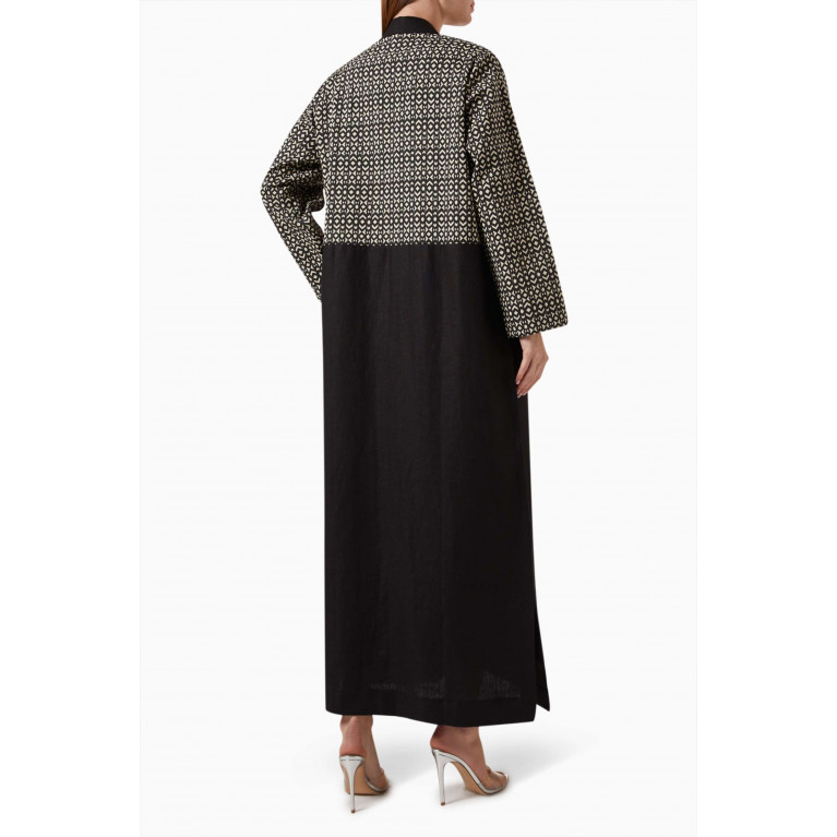 ZAH Design - Printed Jacket-style Abaya in Linen