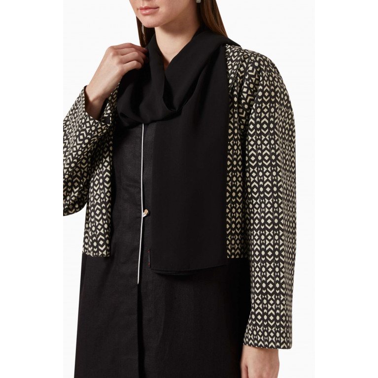 ZAH Design - Printed Jacket-style Abaya in Linen