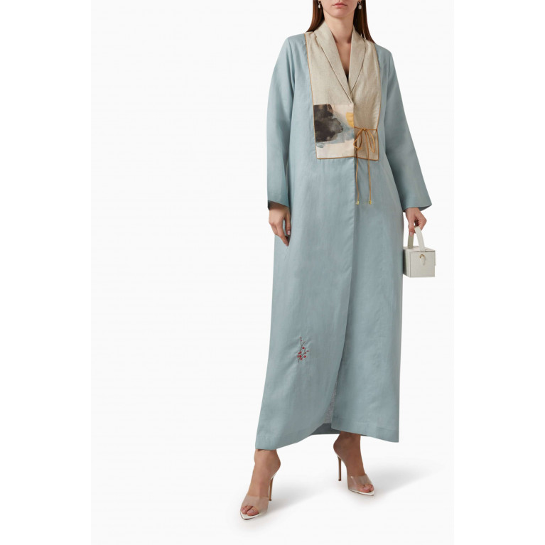 ZAH Design - Printed-patch Abaya in Linen