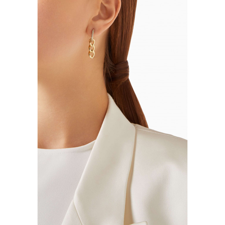 Luv Aj - Pave Link Curb Chain Hoop Earrings in Gold-plated Brass