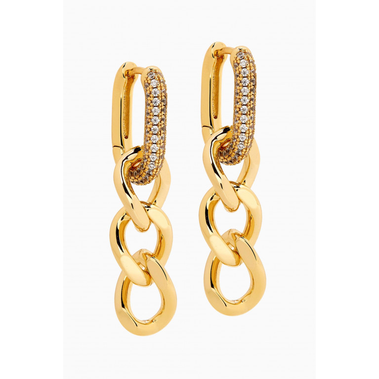 Luv Aj - Pave Link Curb Chain Hoop Earrings in Gold-plated Brass