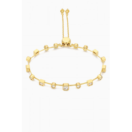 Luv Aj - Bezel Stone Stud Bracelet in Gold-plated Brass