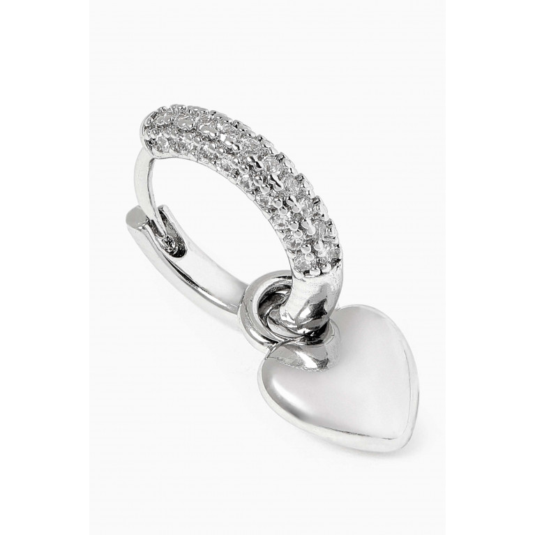 Luv Aj - Puffy Heart Huggies in Silver-plated Brass