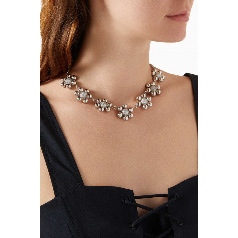 Luv Aj - Daisy Statement Necklace in Silver-plated Brass