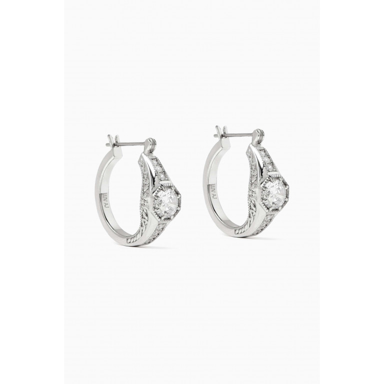 Luv Aj - Vintage Engagement Hoops in Silver-plated Brass