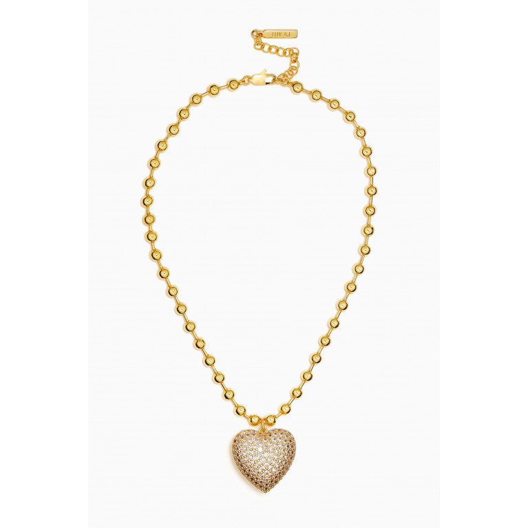 Luv Aj - Puffy Heart Statement Necklace in Gold-plated Brass
