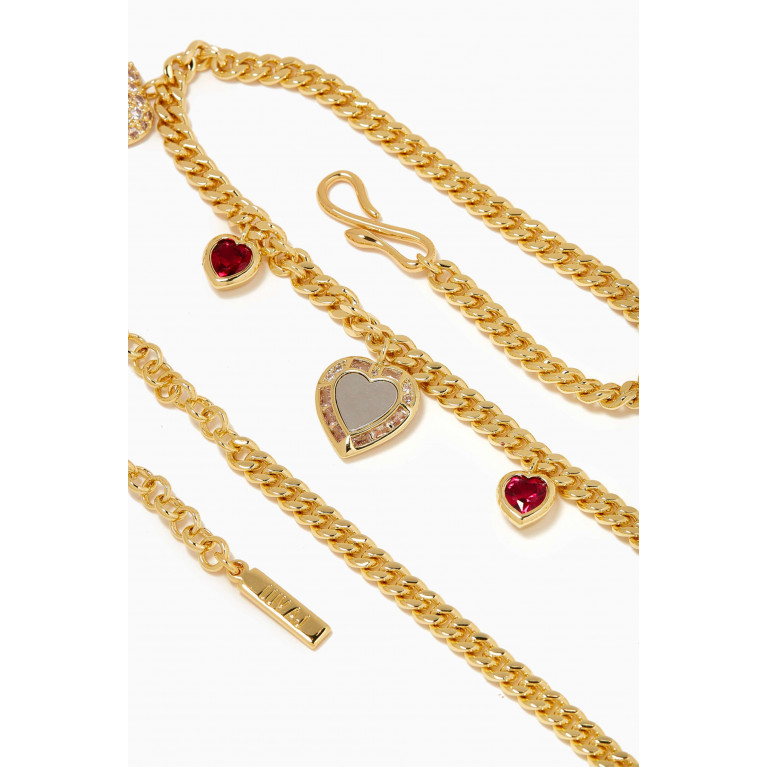 Luv Aj - Hanging Heart Charm Necklace in Gold-plated Brass