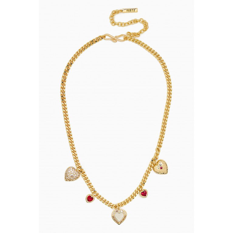 Luv Aj - Hanging Heart Charm Necklace in Gold-plated Brass