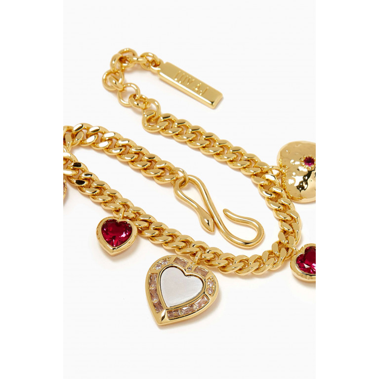 Luv Aj - Hanging Heart Charm Bracelet in Gold-plated Brass