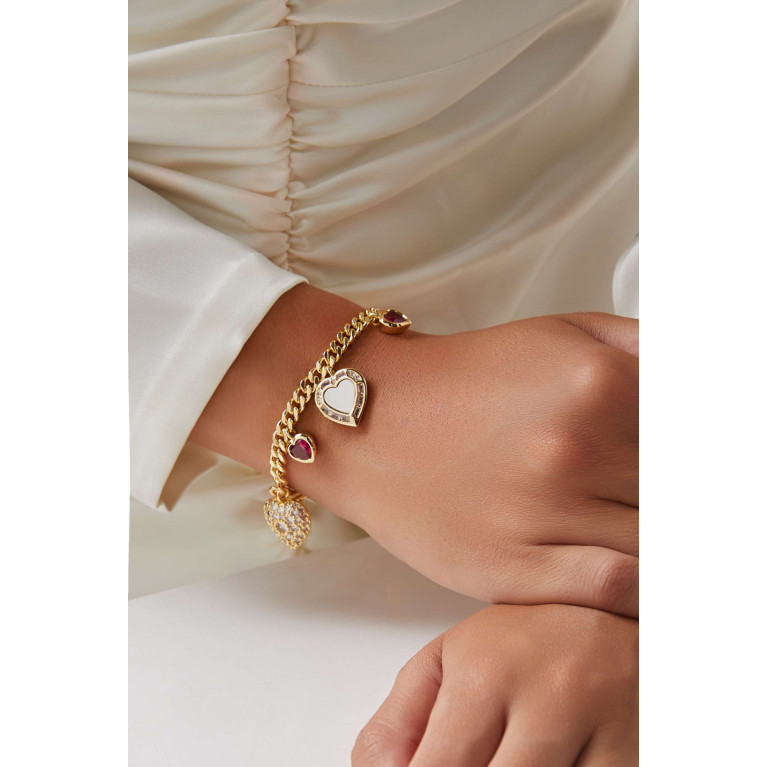 Luv Aj - Hanging Heart Charm Bracelet in Gold-plated Brass