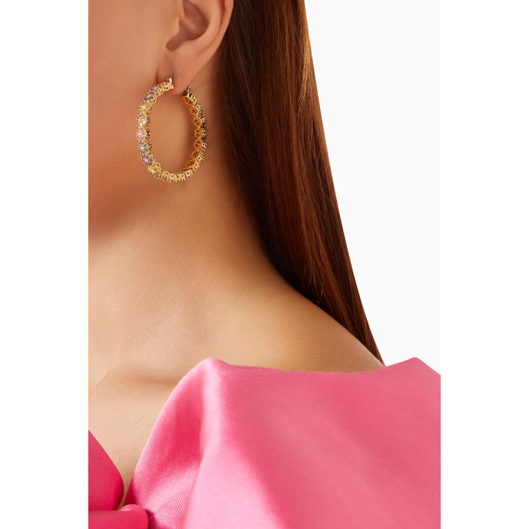 Luv Aj - Daisy Pavé Hoops in Gold-plated Brass