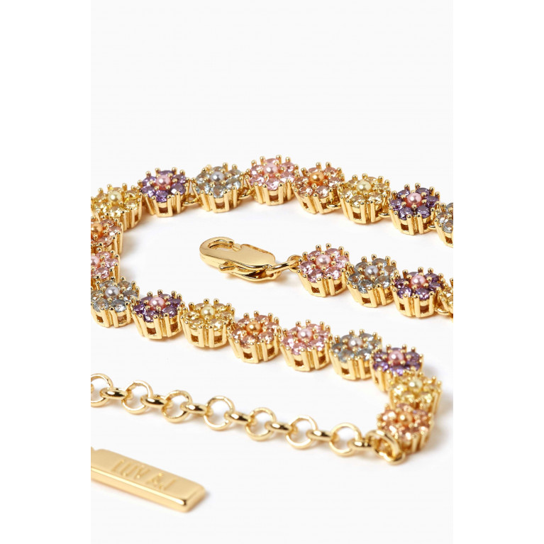 Luv Aj - Daisy Pavé Anklet in Gold-plated Brass