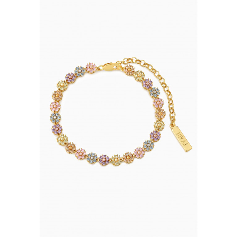 Luv Aj - Daisy Pavé Anklet in Gold-plated Brass